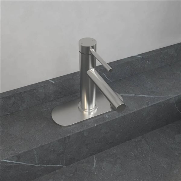 BWE Single-Handle Single Hole Bathroom Faucet with Drain Assembly Vanity Sink Faucet in Brushed Nickel