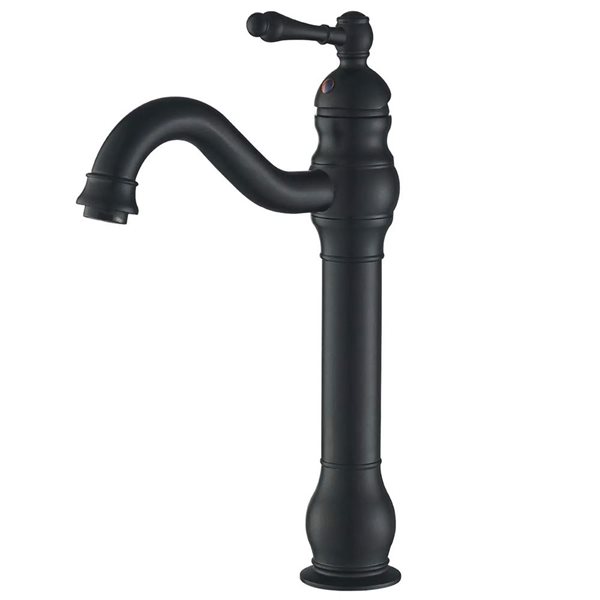 BWE Single Hole Single Handle Bathroom Vessel Sink Faucet with Pop-up Drain Assembly in Matte Black