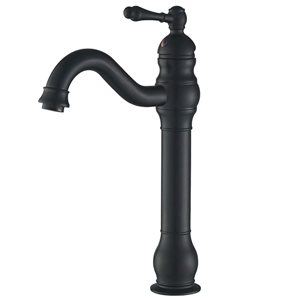 BWE Single Hole Single Handle Bathroom Vessel Sink Faucet with Pop-up Drain Assembly in Matte Black