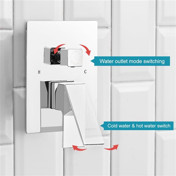 BWE 3-Spray Patterns With 2.5 GPM 12 in. Showerhead Wall Mounted Dual Shower Heads with Valve in Chrome