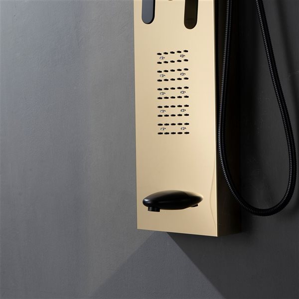 BWE 2-Jet Shower Panel System with Rainfall Waterfall Shower Head With LED light in Black Gold