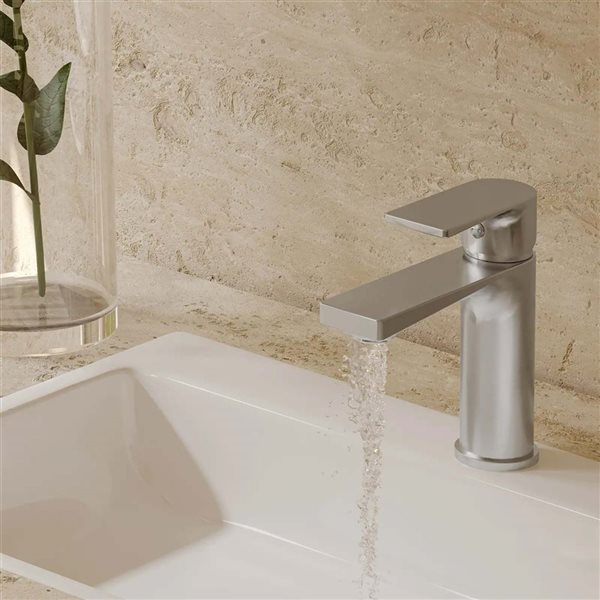 BWE Single Handle Single Hole Modern Bathroom Faucet For Sink Drip-Free Vanity Sink Faucet in Nickel