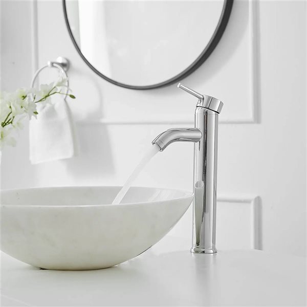 BWE Single Hole Single Handle Bathroom Vessel Sink Faucet With Drain Assembly in Polished Chrome