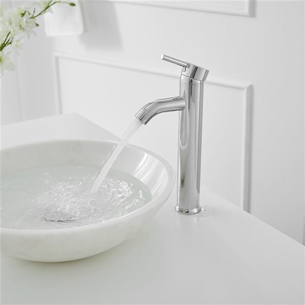 BWE Single Hole Single Handle Bathroom Vessel Sink Faucet With Drain Assembly in Polished Chrome