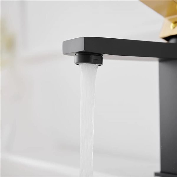 BWE Single Handle Single Hole Bathroom Faucet Bathroom Vanity Sink Faucet Modern in Matte Black & Gold