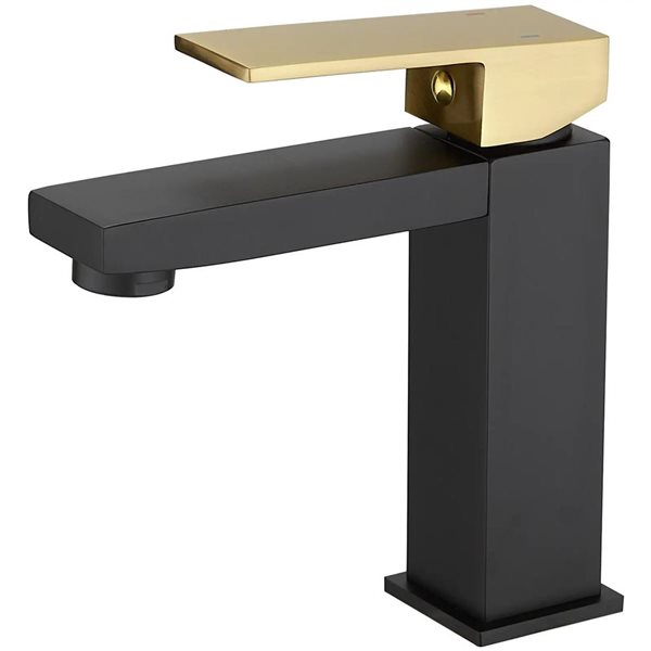 BWE Single Handle Single Hole Bathroom Faucet Bathroom Vanity Sink Faucet Modern in Matte Black & Gold