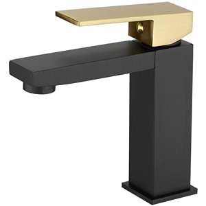 BWE Single Handle Single Hole Bathroom Faucet Bathroom Vanity Sink Faucet Modern in Matte Black & Gold