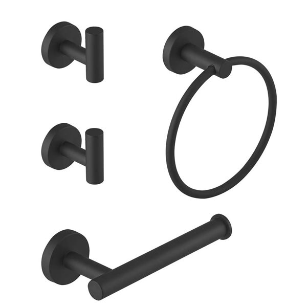 BWE 4-Piece Bathroom Hardware Set With Robe Hooks,Towel Ring,Toilet ...