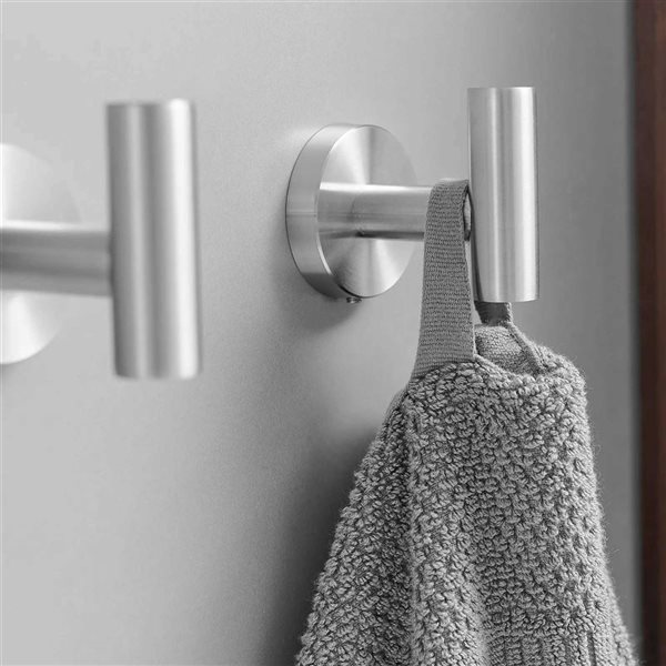 BWE 4-Pieces Round Shape J-Hook Robe/Towel Hook Wall Mount Bathroom Storage Modern in Brushed Nickel