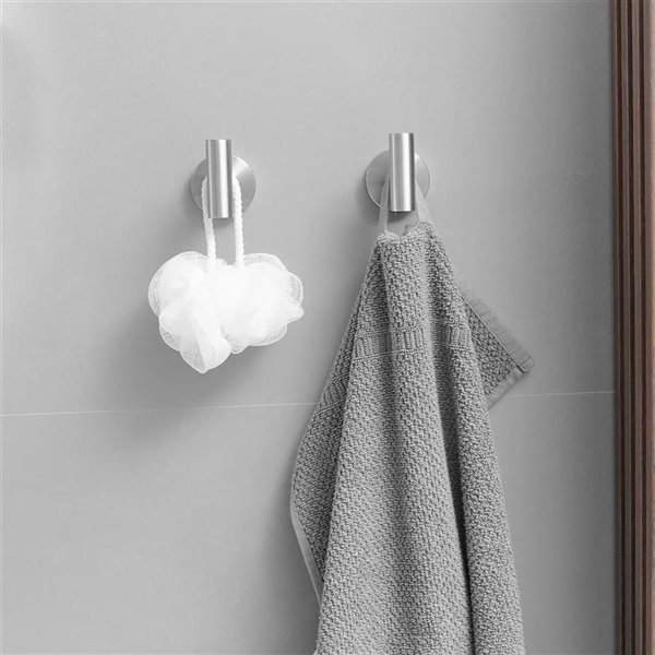 BWE 4-Pieces Round Shape J-Hook Robe/Towel Hook Wall Mount Bathroom Storage Modern in Brushed Nickel