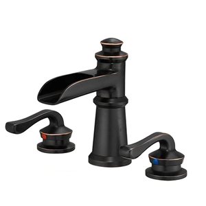 BWE 8 inch Waterfall Widespread 2-Handle Bathroom Faucet with Pop-Up Drain Assembly in Oil Rubbed Bronze