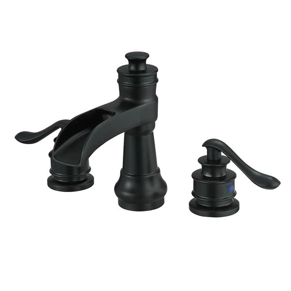 BWE 8 inch Waterfall Widespread 2-Handle Bathroom Faucet with Drain Assembly in Spot Resist Matte Black