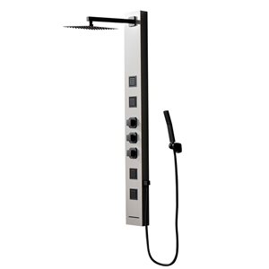 BWE 4-Jet Shower Panel System with Rainfall Waterfall Shower Head and Shower Wand in Black Nickel