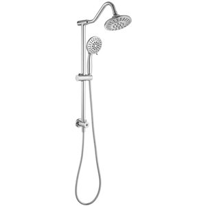 BWE 5-spray 6 in. Shower Head and Handheld Shower Head with Stainless Steel Hose in Polished Chrome