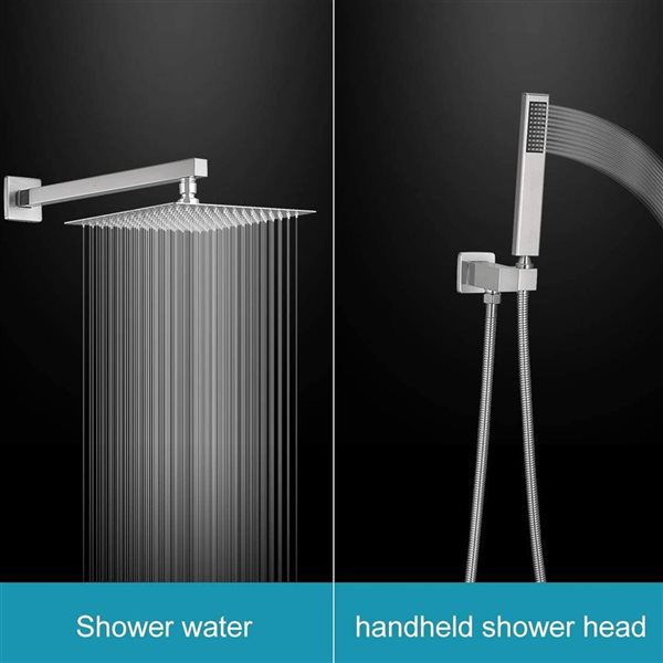 BWE 2-Spray Patterns 12 inch Showerhead Wall Mounted Dual Shower Heads with Valve in Brushed Nickel