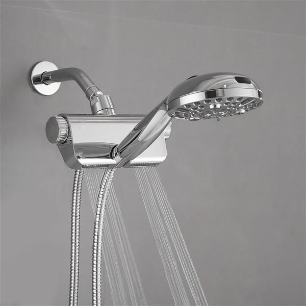 BWE 10-spray Dual Shower Head and Handheld Shower Head with Stainless Steel Hose in Polished Chrome