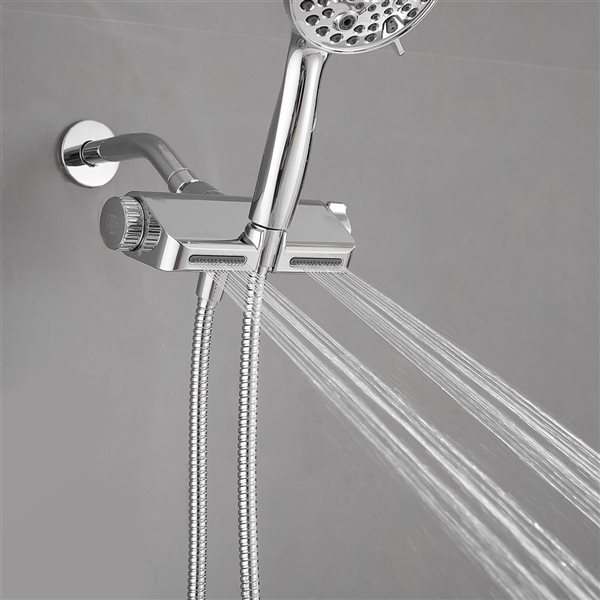 BWE 10-spray Dual Shower Head and Handheld Shower Head with Stainless Steel Hose in Polished Chrome