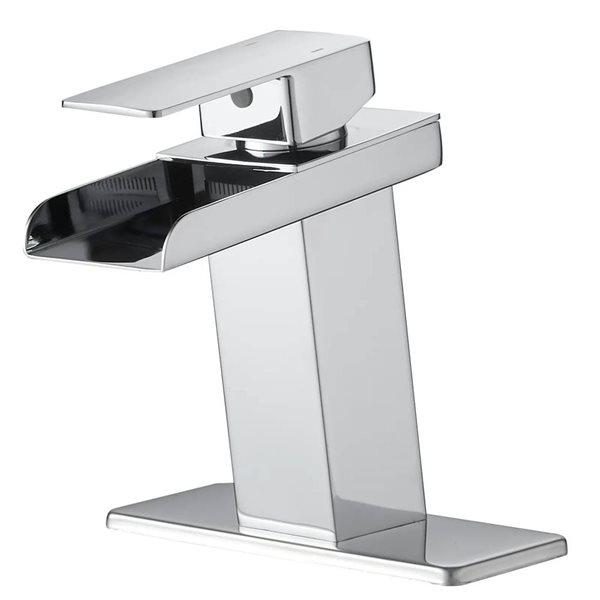 BWE Waterfall Single Hole Single-Handle Bathroom Faucet With Pop-up Drain Assembly in Polished Chrome