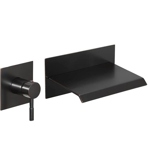 BWE Contemporary Single Handle Rectangular Waterfall Wall Mounted Bathroom Faucet in Oil Rubbed Bronze