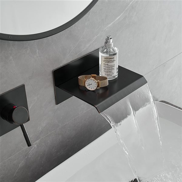 BWE Contemporary Single Handle Rectangular Waterfall Wall Mounted Bathroom Faucet in Oil Rubbed Bronze