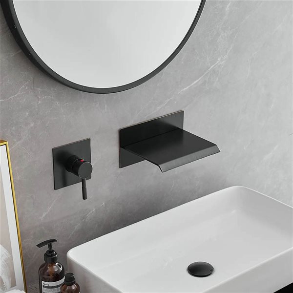 BWE Contemporary Single Handle Rectangular Waterfall Wall Mounted Bathroom Faucet in Oil Rubbed Bronze