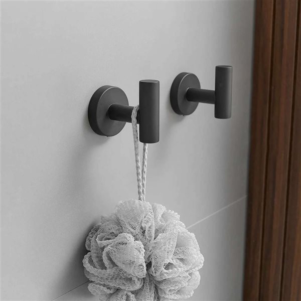 BWE 6-Piece  Bath Hardware Set with Towel Ring hook Toilet Paper Holder and Towel Bar in Matte Black