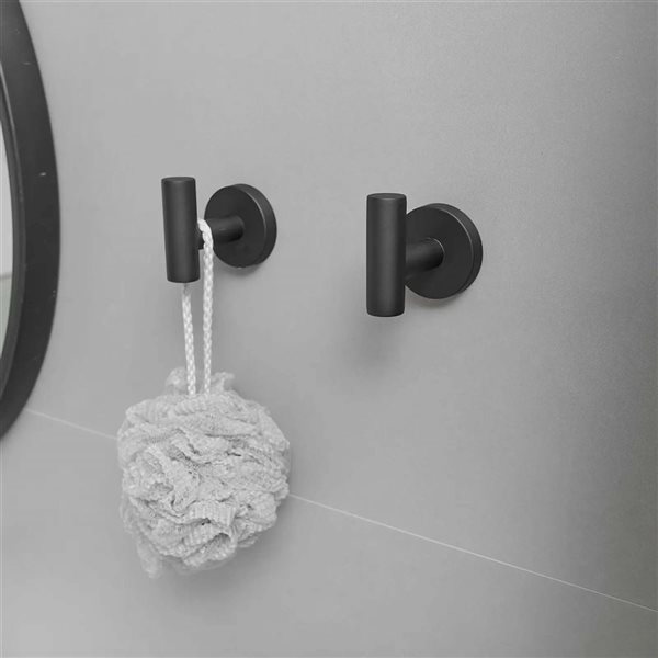 BWE 6-Piece  Bath Hardware Set with Towel Ring hook Toilet Paper Holder and Towel Bar in Matte Black