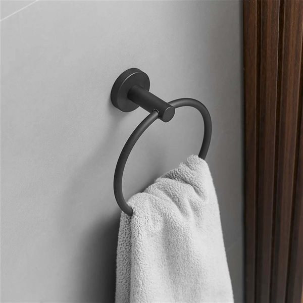 BWE 6-Piece  Bath Hardware Set with Towel Ring hook Toilet Paper Holder and Towel Bar in Matte Black