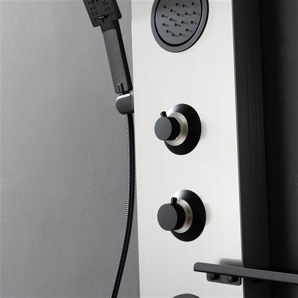 BWE 2-Jet Shower Panel System with Rainfall Shower Head,Shelf,STub Spout and LED Light in Black Nickel