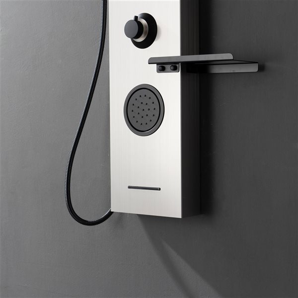 BWE 2-Jet Shower Panel System with Rainfall Shower Head,Shelf,STub Spout and LED Light in Black Nickel