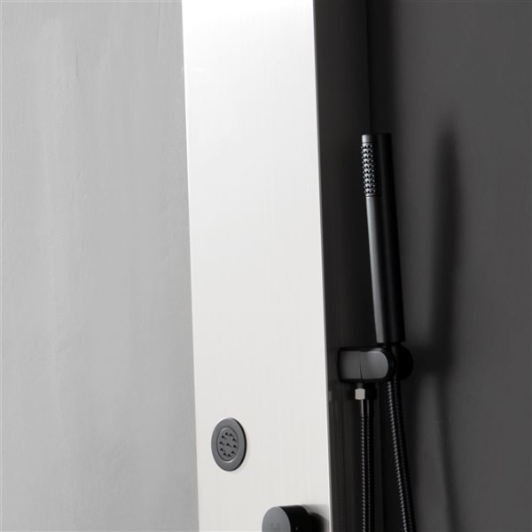 BWE 5-Jet Shower Panel Tower System with Rainfall Waterfall Shower Head and Shower Wand in Black Nickel