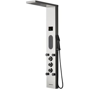 BWE 5-Jet Shower Panel System with Rainfall Shower Head and Shower Wand With LED light in Black Nickel