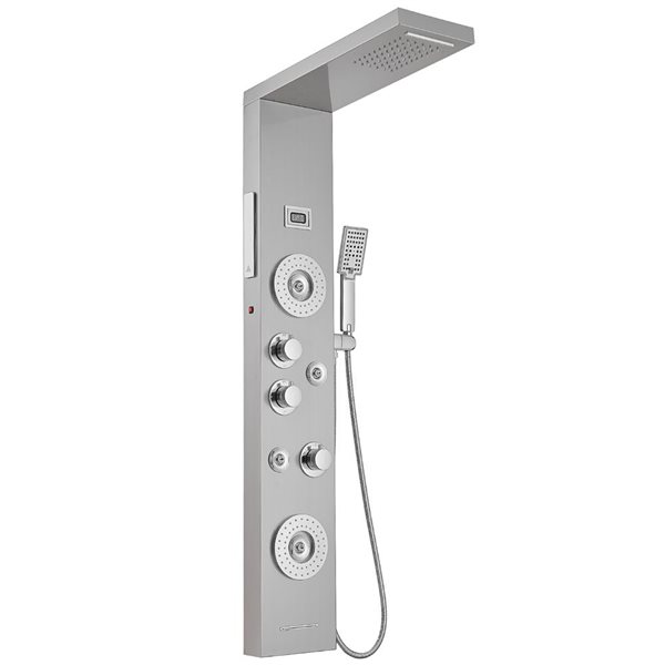 BWE 4-Jet Rainfall Shower Panel System with Shower Head and Shower Wand With LED light in Chrome Nickel