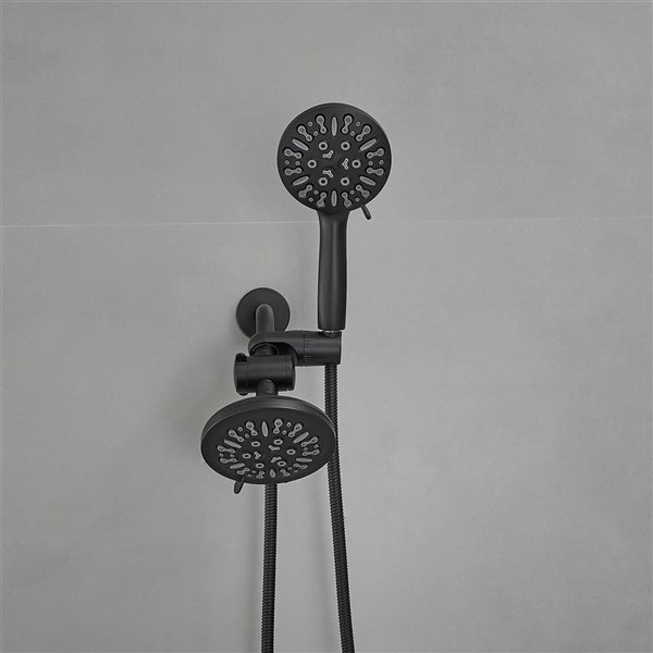 BWE Single-Handle 1-Spray Round Rain Shower Faucet Combo Set with Pressure Balance Valve in Matte Black