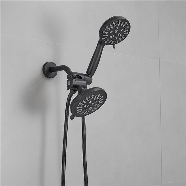 BWE Single-Handle 1-Spray Round Rain Shower Faucet Combo Set with Pressure Balance Valve in Matte Black