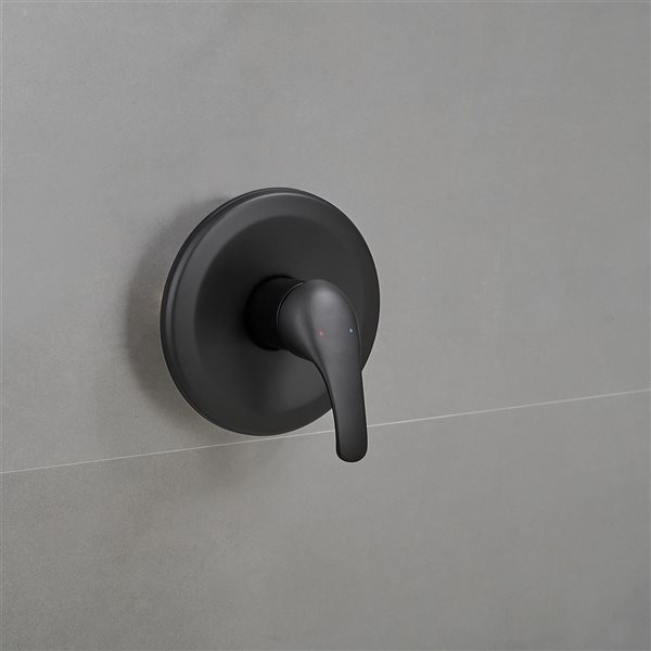 BWE Single-Handle 1-Spray Round Rain Shower Faucet Combo Set with Pressure Balance Valve in Matte Black