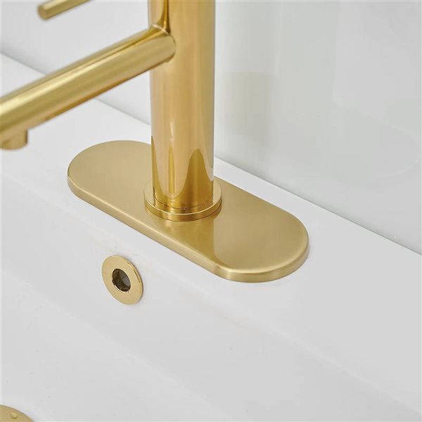 BWE Single-Handle Single Hole Bathroom Faucet with Drain Assembly Vanity Sink Faucet in Brushed Gold