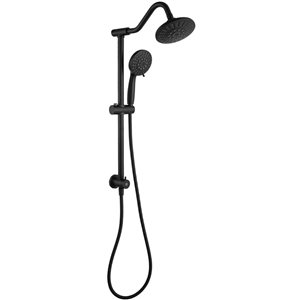 BWE 5-spray 6 in. Shower Head and Handheld Shower Head with Stainless Steel Hose in Matte Black