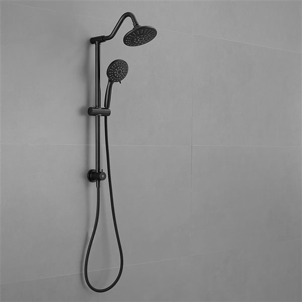 BWE 5-spray 6 in. Shower Head and Handheld Shower Head with Stainless Steel Hose in Matte Black