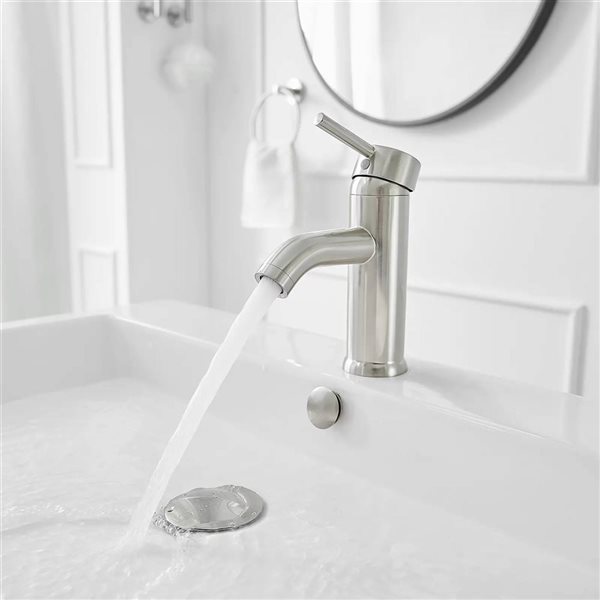 BWE Single Hole Single-Handle Bathroom Faucet With Pop Up Drain in Brushed Nickel