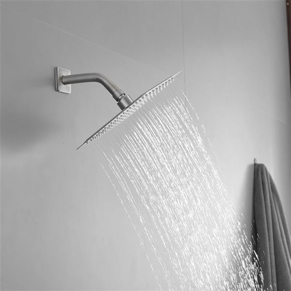 BWE Single-Handle 1-Spray Square Shower Faucet System with 10 in. Rainfall Shower Head in Brushed Nickel