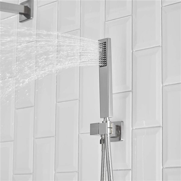 BWE 10 inch Square Bathroom Shower Combo Set in Brushed Nickel