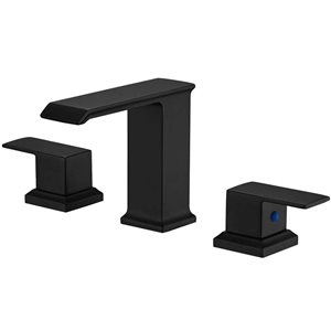 BWE 8 in. Widespread Double Handle Bathroom Faucet with Pop-up drain in Matte Black