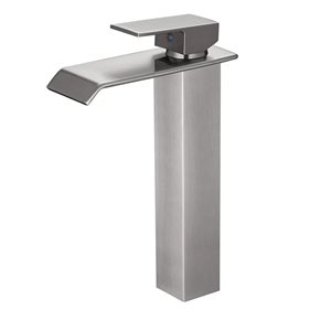 BWE Single Hole Single Handle Bathroom Vessel Sink Faucet with Pop-up Drain in Brushed Nickel