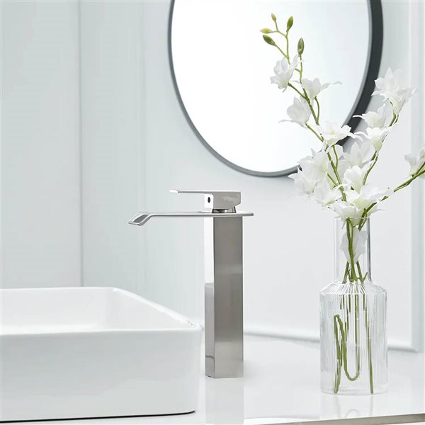 BWE Single Hole Single Handle Bathroom Vessel Sink Faucet with Pop-up Drain in Brushed Nickel