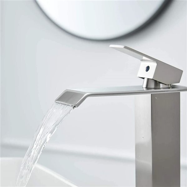 BWE Single Hole Single Handle Bathroom Vessel Sink Faucet with Pop-up Drain in Brushed Nickel