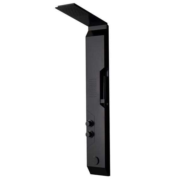 BWE 1-Jet Rainfall Modern Shower Panel System with Shower Head and Shower Wand in Matte Black