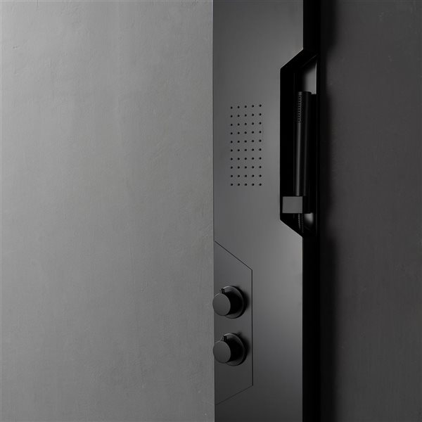 BWE 1-Jet Rainfall Modern Shower Panel System with Shower Head and Shower Wand in Matte Black