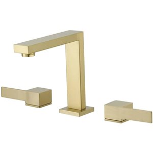 BWE 8 in. Widespread Double Handle High-Arc Bathroom Faucet Water-Saving With Drain Kit In Brushed Gold