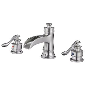 BWE 8 in. Widespread Double Handle Waterfall Bathroom Faucet With Drain Assembly in Brushed Nickel